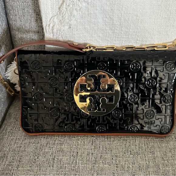 Tory Burch oversized clutch brown & black shoulder bag. $95 $300 - Picture 5 of 10